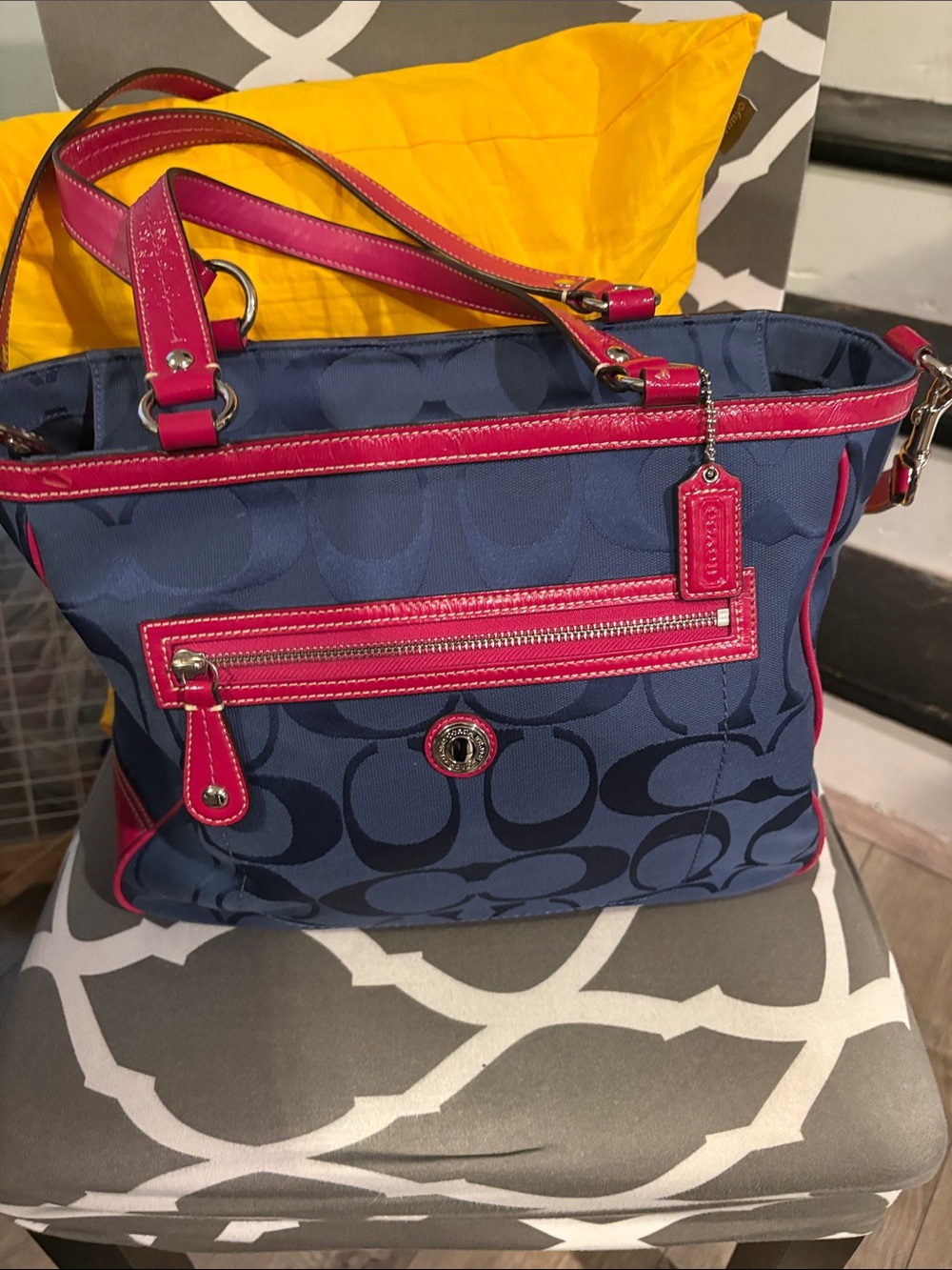 Coach Purse. Navy and dark pink